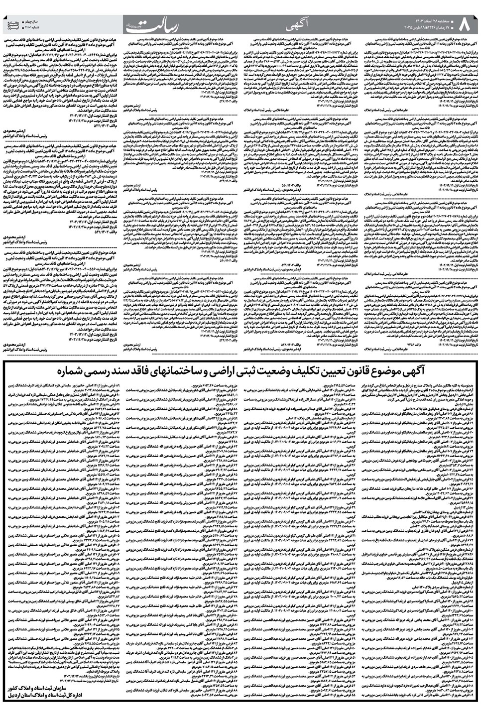 روزنامه تاریخ ۲۸ اسفند ۱۴۰۳