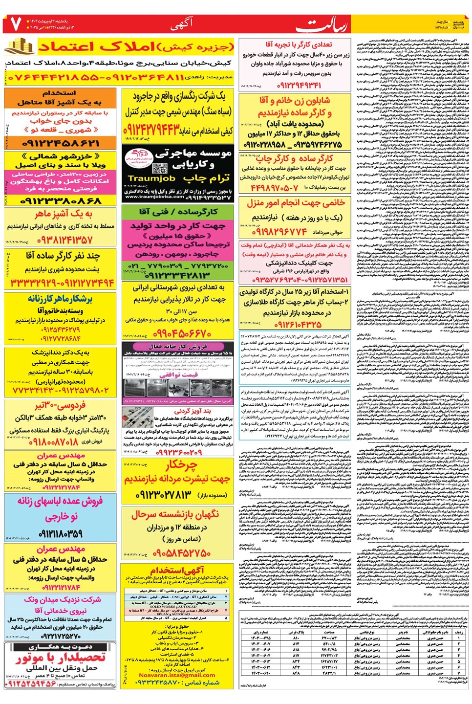 روزنامه تاریخ ۲۲ اردیبهشت ۱۴۰۴