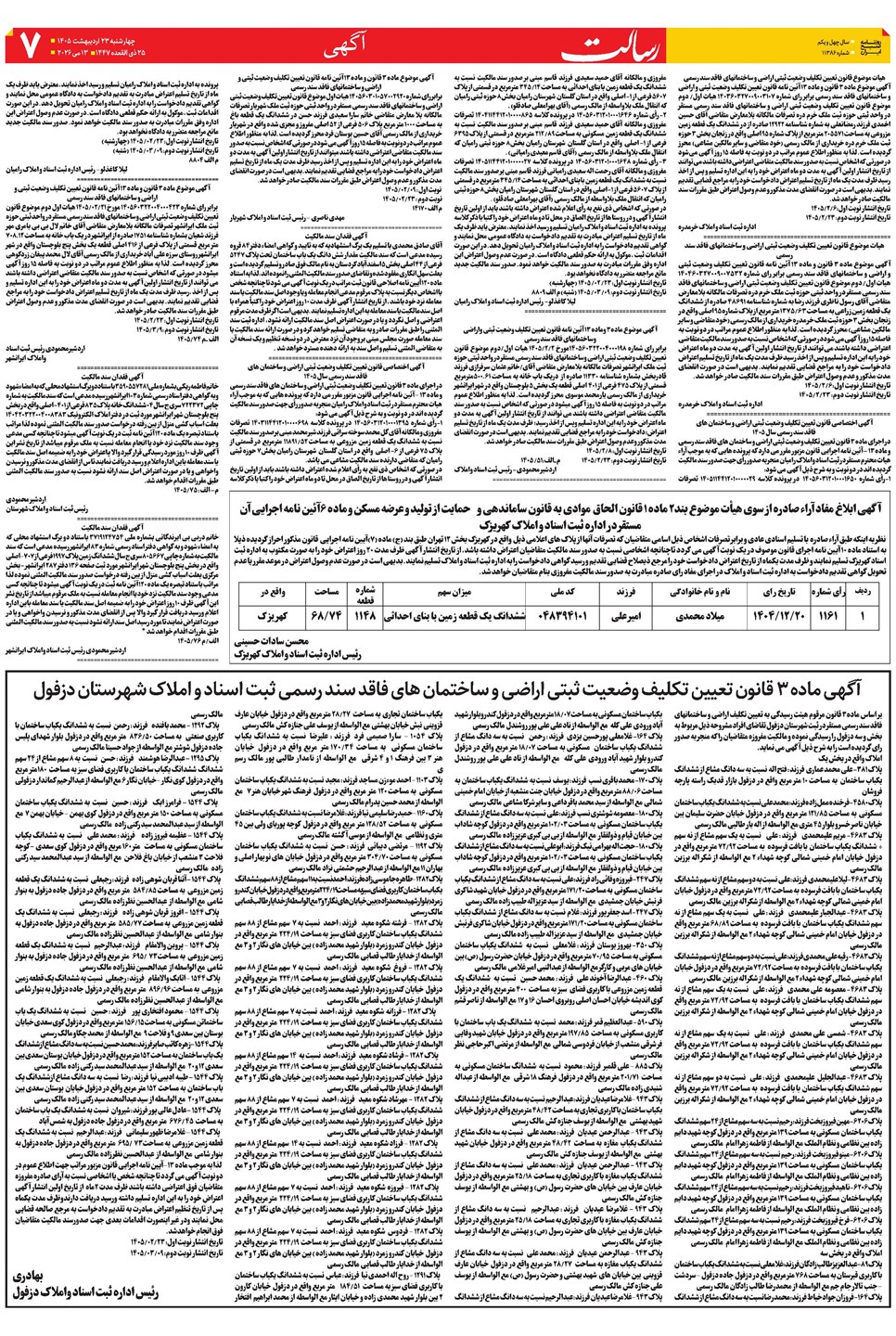 روزنامه تاریخ ۲۳ اردیبهشت ۱۴۰۵