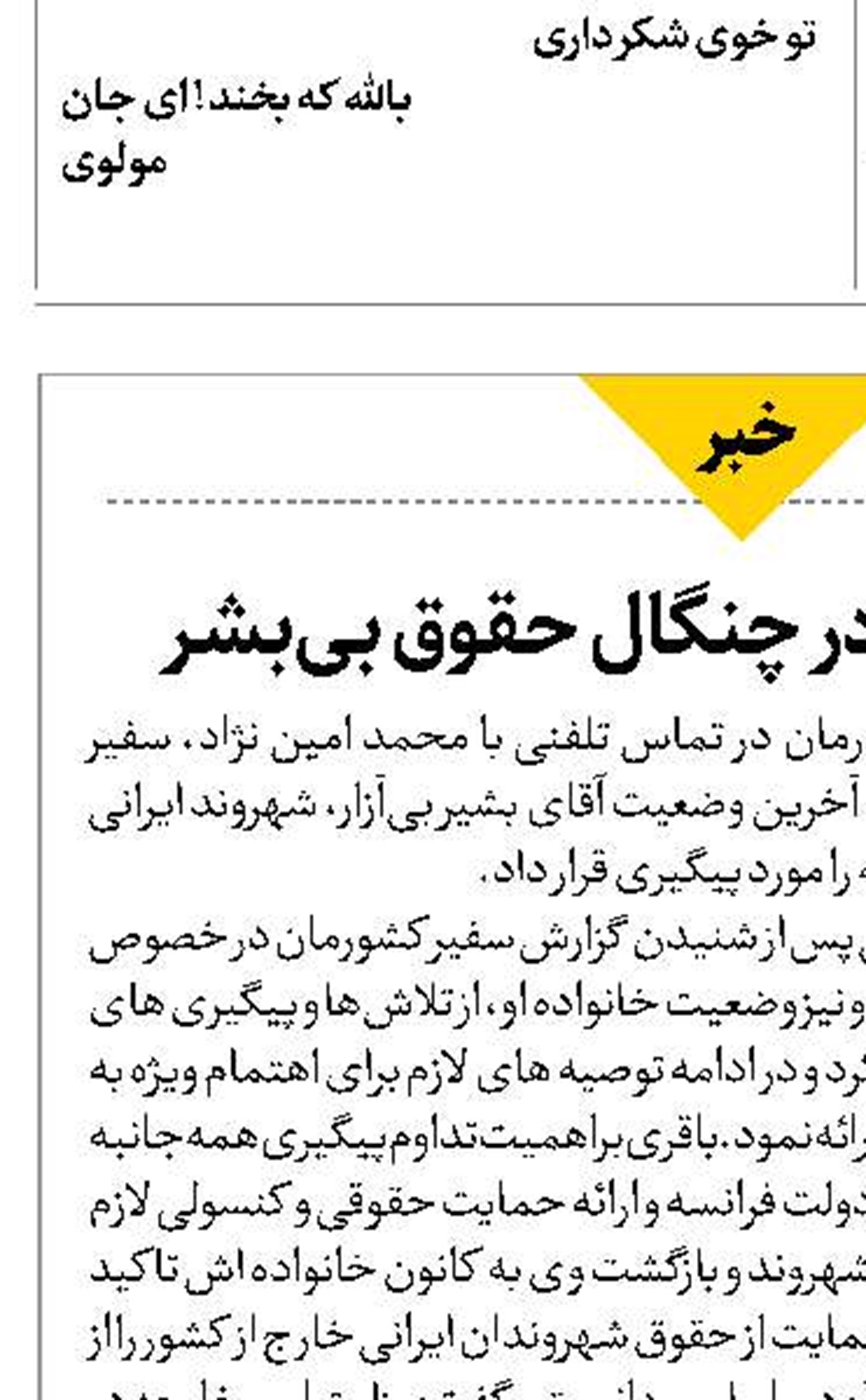 شهروند ایرانی در چنگال حقوق بی‌بشر