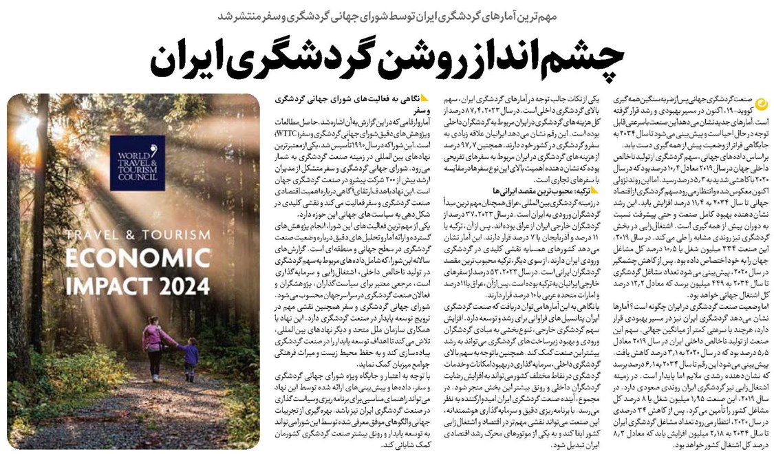 چشمانداز روشن گردشگری ایران