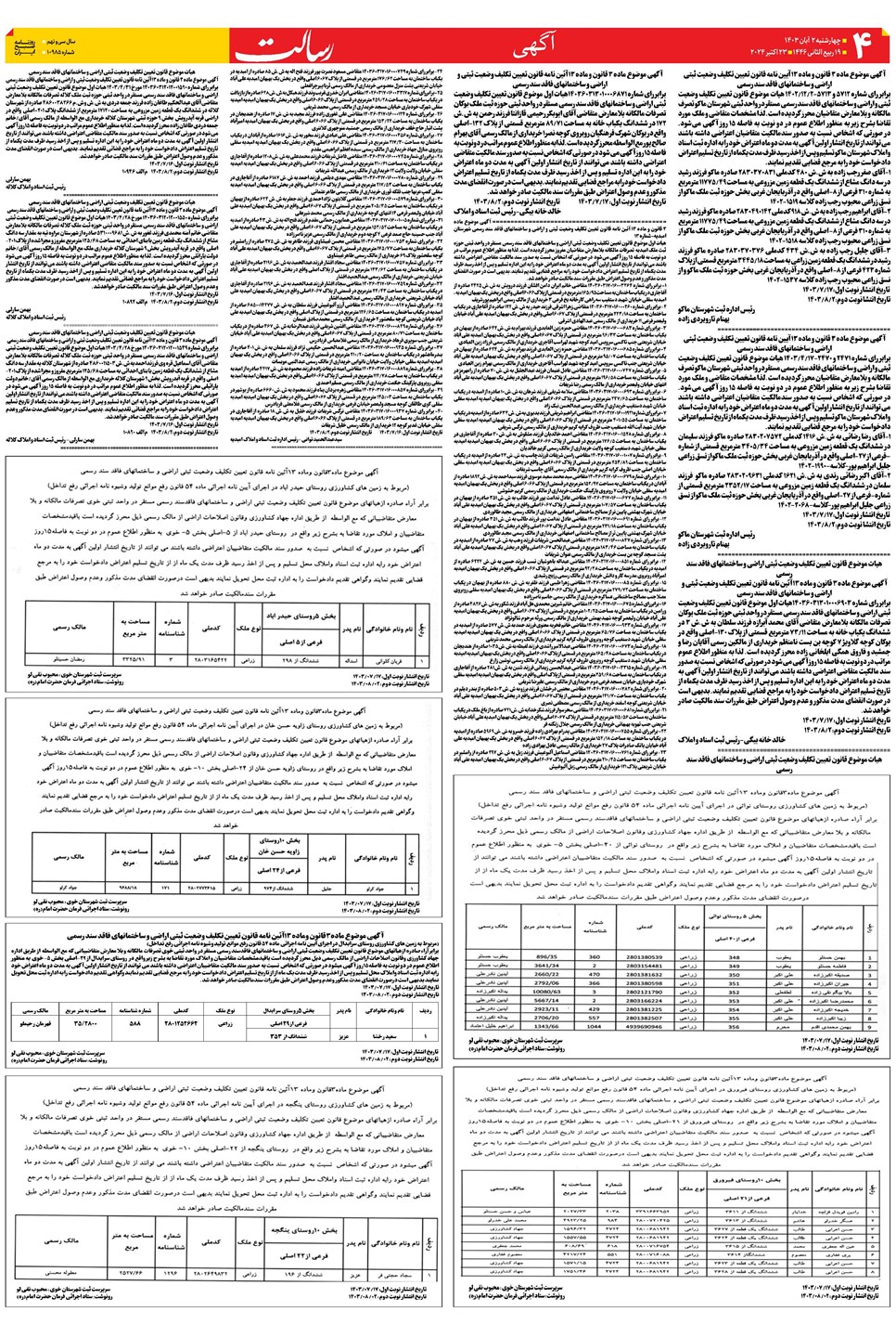 روزنامه تاریخ ۲ آبان ۱۴۰۳
