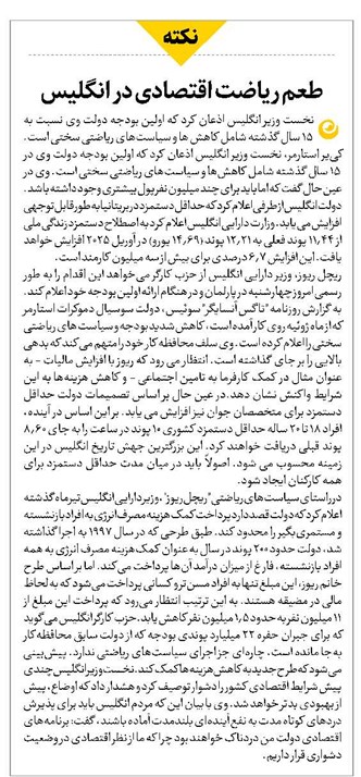طعم ریاضت اقتصادی در انگلیس