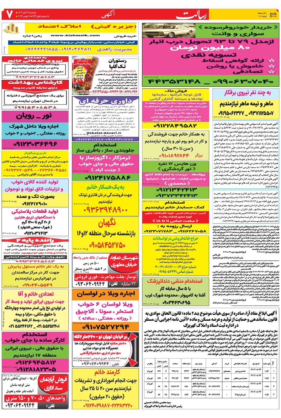 روزنامه تاریخ ۲۷ آبان ۱۴۰۳