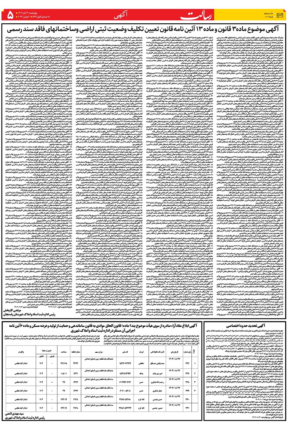روزنامه تاریخ ۳۰ آبان ۱۴۰۳