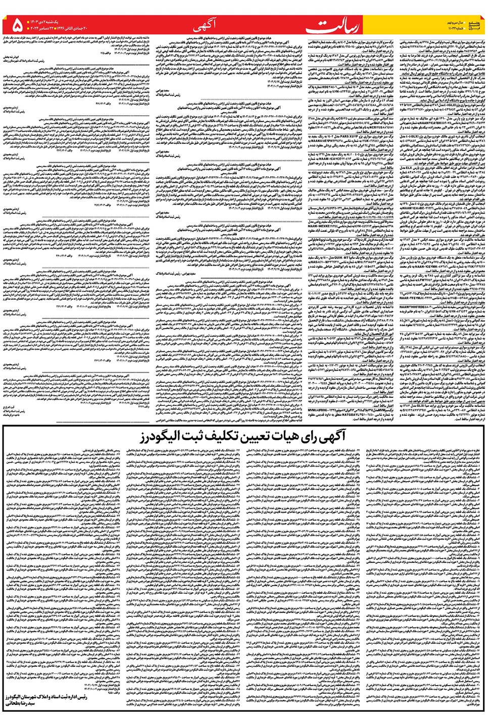 روزنامه تاریخ ۲ دی ۱۴۰۳