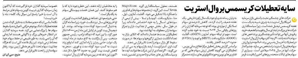 سایه تعطیلات کریسمس بر وال استریت