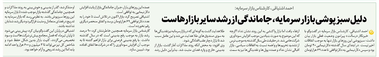دلیل سبزپوشی بازار سرمایه، جاماندگی از رشد سایر بازارهاست