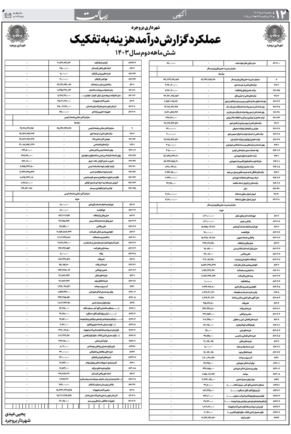روزنامه تاریخ ۷ خرداد ۱۴۰۴
