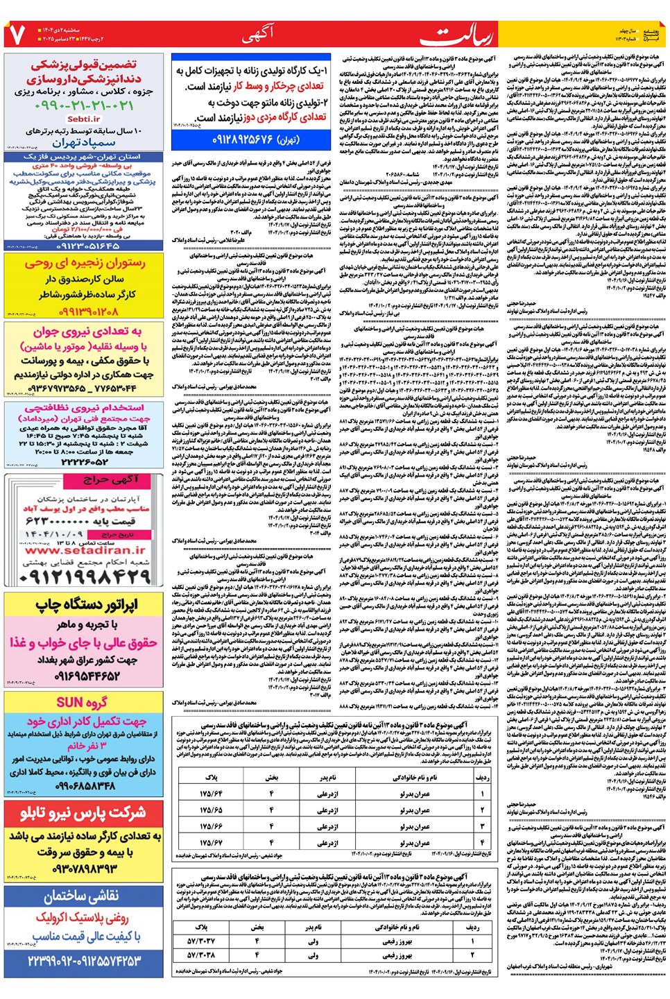 روزنامه تاریخ ۳ دی ۱۴۰۴