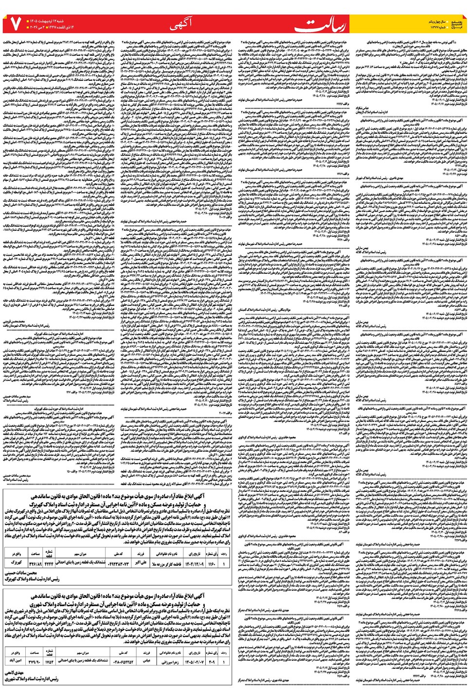 روزنامه تاریخ ۱۲ اردیبهشت ۱۴۰۵