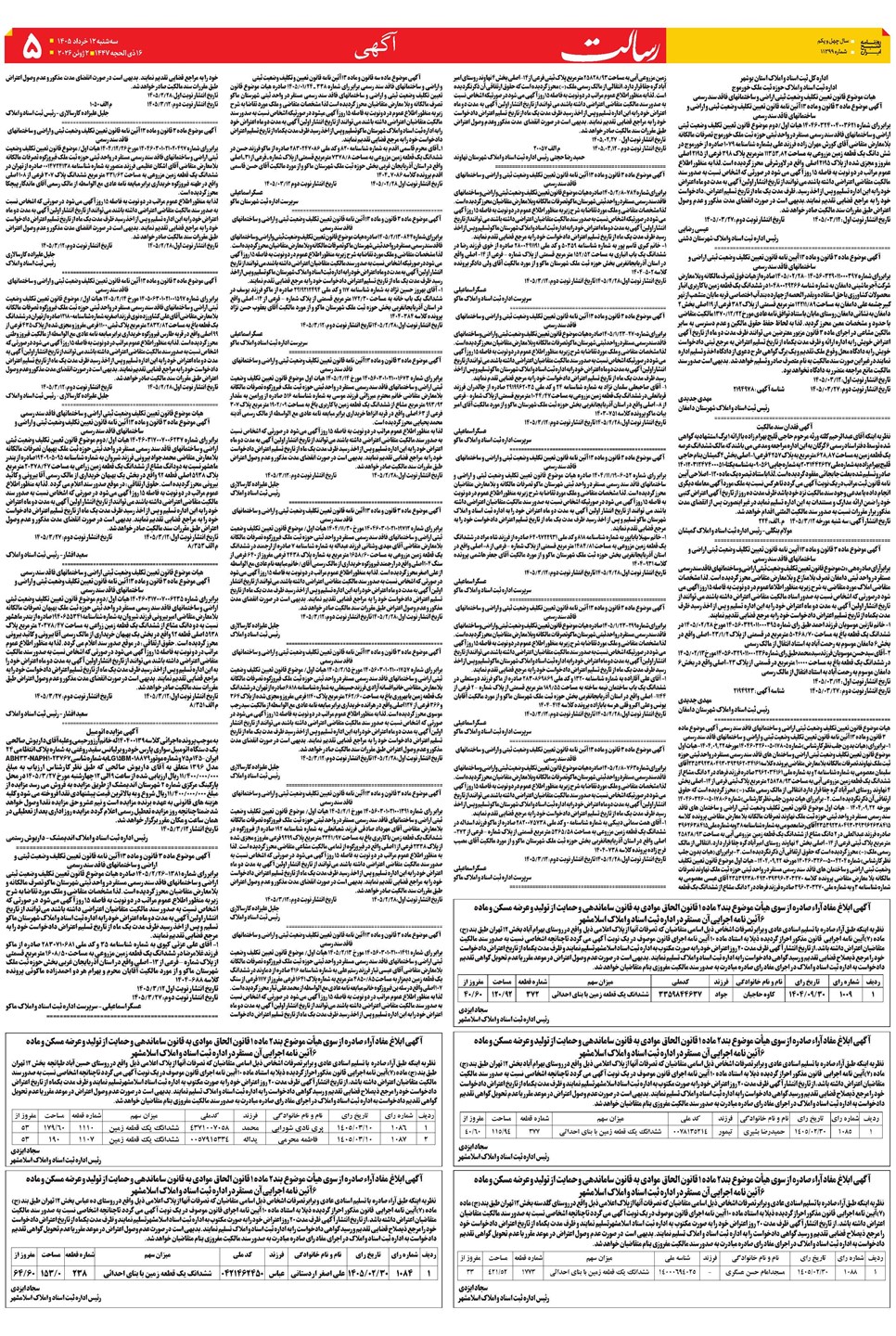 روزنامه تاریخ ۱۲ خرداد ۱۴۰۵