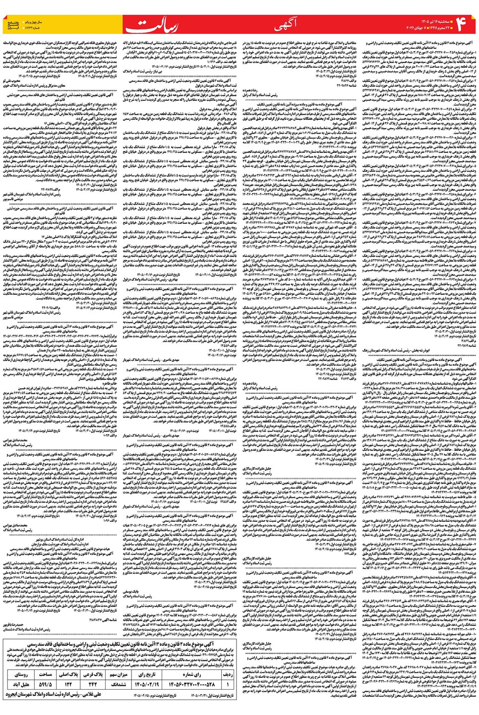 روزنامه تاریخ ۱۶ تیر ۱۴۰۵